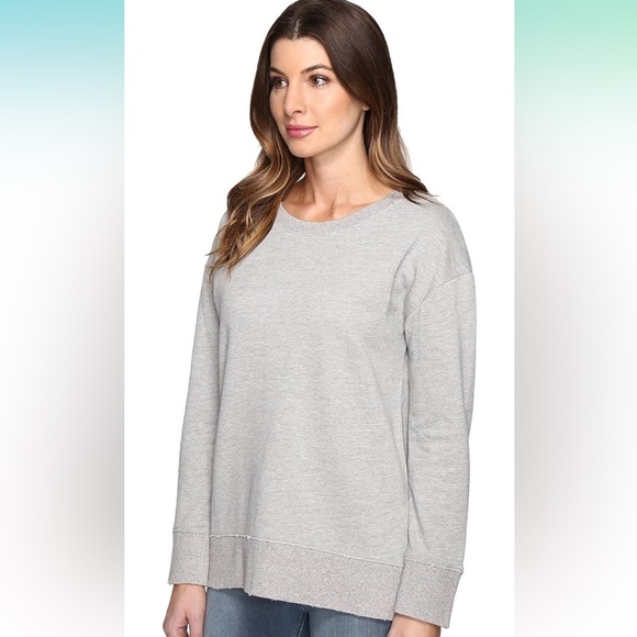 JOES JEANS Leira Hi-Lo Distressed Heather Gray Sweatshirt W/Zipper back size S - Picture 7 of 9